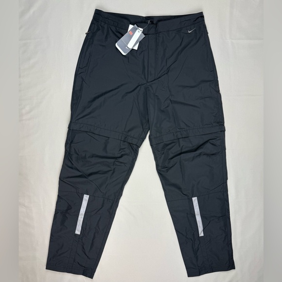 Vtg Nike Mens Convertible Clima-Fit Pants Sz Large Y2K Reflective Black B6